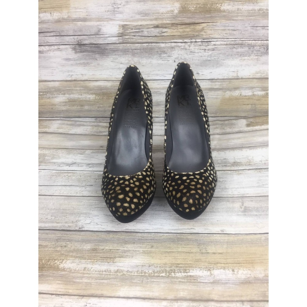 MRKT Margaret Shoes Cheetah‎ Oreo Pumps Black and Tan Size 6.5 Natural Hide